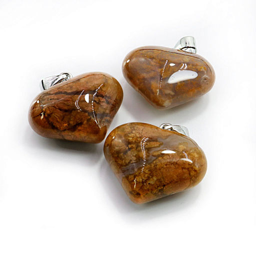 Подвеска Сердечко объемное из камня Яшма Gold оберег для привлечения изобилия