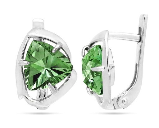 Серьги из серебра празиолит кварц, СП79