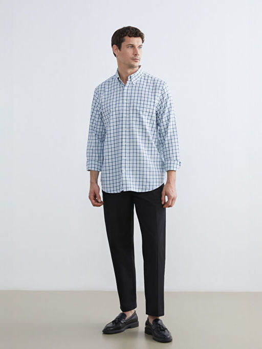 Regular Fit Ekose Gabardin Erkek G?mlek