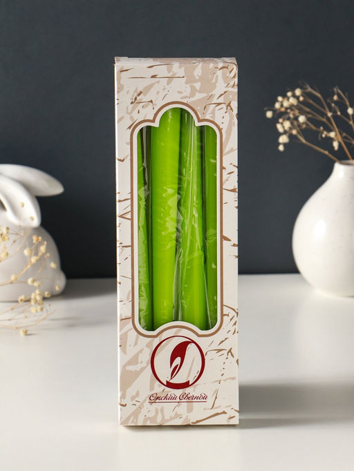 Набор свечей античных, 2.3×24.5 см, 5 ч, 55 г, 4 шт., зелёный