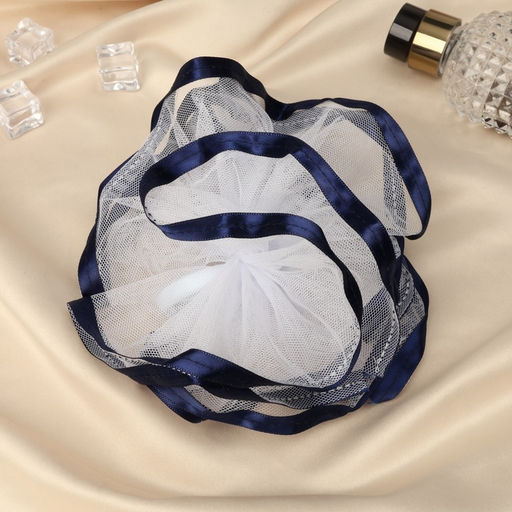 Цена за 6 шт. Бант для волос на резинке «Школьница», с кантиком, d=13 см, белый