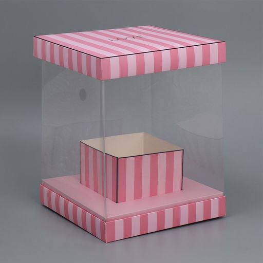 Коробка подарочная для цветов с вазой и пластиковыми окнами складная, упаковка, «Love», 23×30×23 см