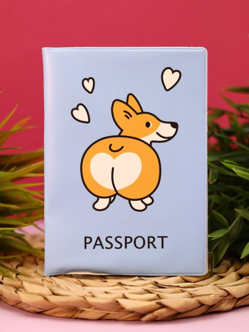 ОБЛОЖКА ДЛЯ ПАСПОРТА "Cute corgi", плотность 600 мкм