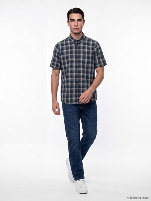 Regular Fit Ekose Poplin Erkek G?mlek
