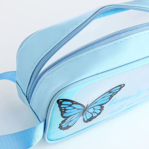 Косметичка на молнии для бассейна, с ручкой, с принтом Бабочка, голубая - Simaland фото 3