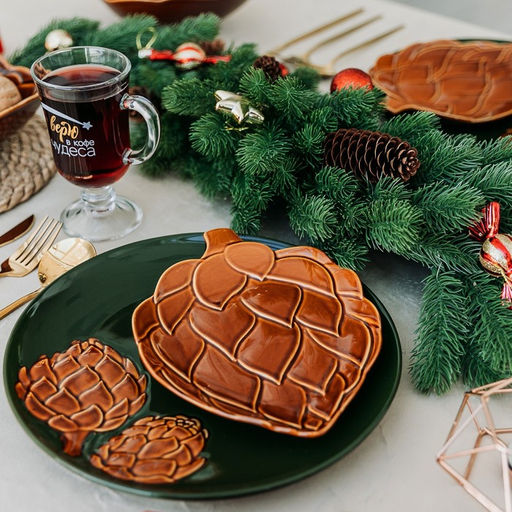 Тарелка плоская новогодняя «Зимний лес», 20×17 см