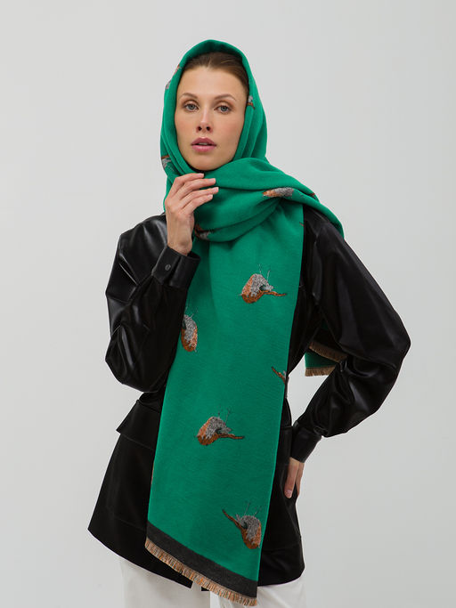 Большой, мягкий, теплый двусторонний палантин с принтом - Tantino фото 4