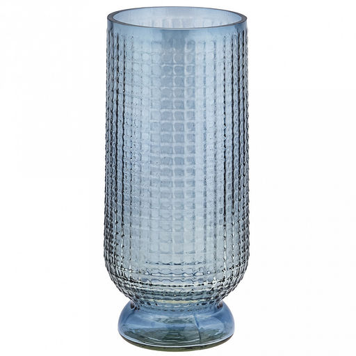 Ваза для цветов стеклянная "Маркуль-1" 3л, д14см, h31см, большая, текстурная, "Скандик", черничный (Россия)