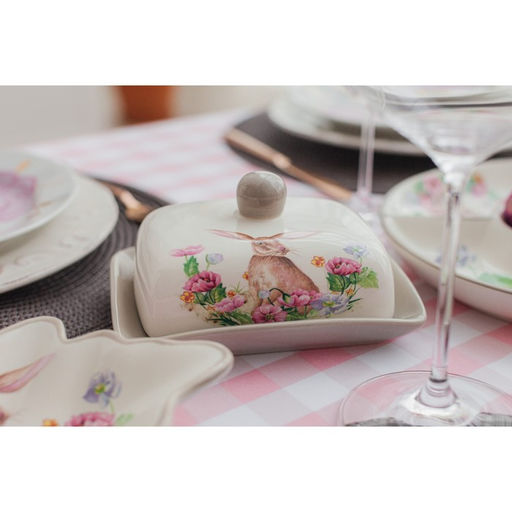 Маслёнка Доляна «Зайка», 17×12×8.5 см, доломит, белая