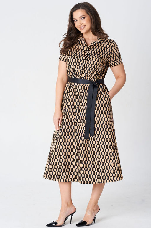 Платье Lenata 16489 бежевый с рисунком