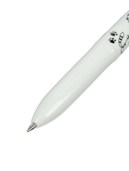 Набор шариковых ручек, 3 штуки, автоматические, 4-цветные, белый корпус, с рисунком