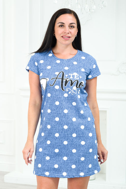 Туника женская из кулирки Медея горох голубой - Амадэль фото 4