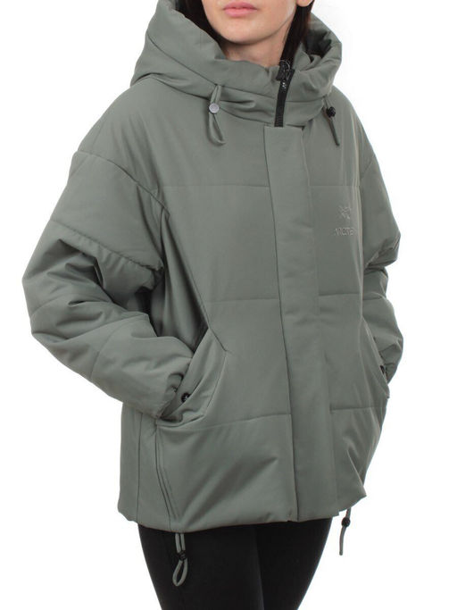 282 GRAY/GREEN Куртка зимняя облегченная женская (верблюжья шерсть)