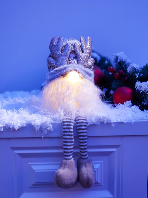 Фигура текстиль «Гном лосяш» 33 см, 1 LED, от батареек AG13×3, свечение тёплое белое