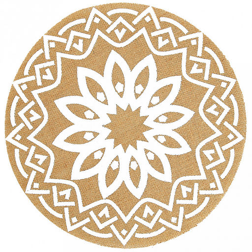 Салфетка декоративная "Астра" д38см белый, джут, с рисунком (Китай)