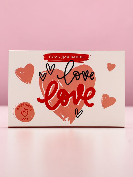 Соль для ванны Love, 100 г, аромат клубники, Чистое счастье