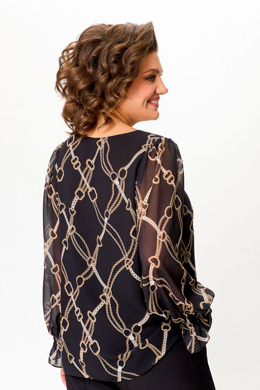 Блуза Swallow 803.2 черный+серебряный узор фото 755