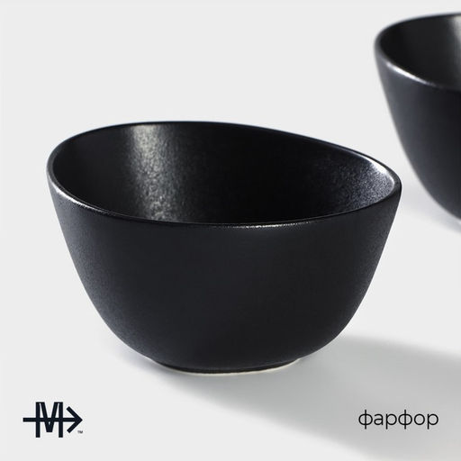 Салатник Magistro Carbon, 300 мл, 12×10.5 см, фарфор, чёрный