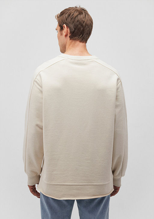 Bisiklet Yaka Bej Sweatshirt - Mavi фото 4