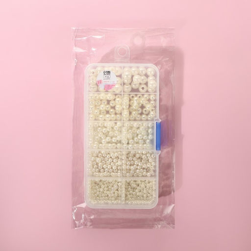 Жемчужные бусины, пришивные, d=3/4/5/6/8 мм, в органайзере