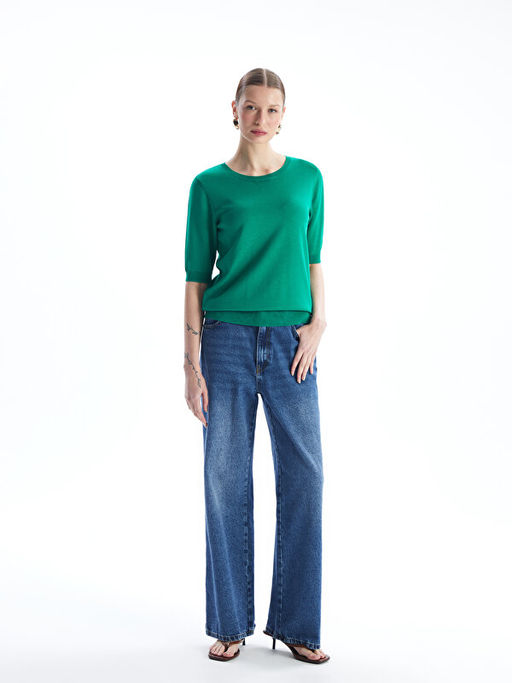 Bisiklet Yaka D?z K?sa Kollu Kad?n Triko Kazak - Waikiki фото 2