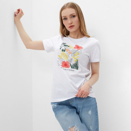 Футболка женская Let&apos;s go, белая, размер 50