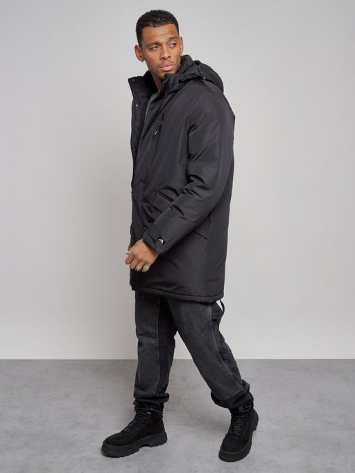 Парка мужская зимняя удлиненная молодежная черного цвета 8302Ch - Wonderrman фото 12