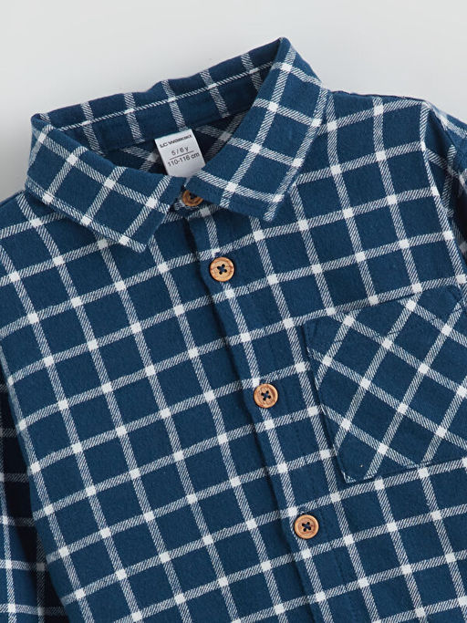 Ekose Uzun Kollu Gabardin Erkek ?ocuk G?mlek