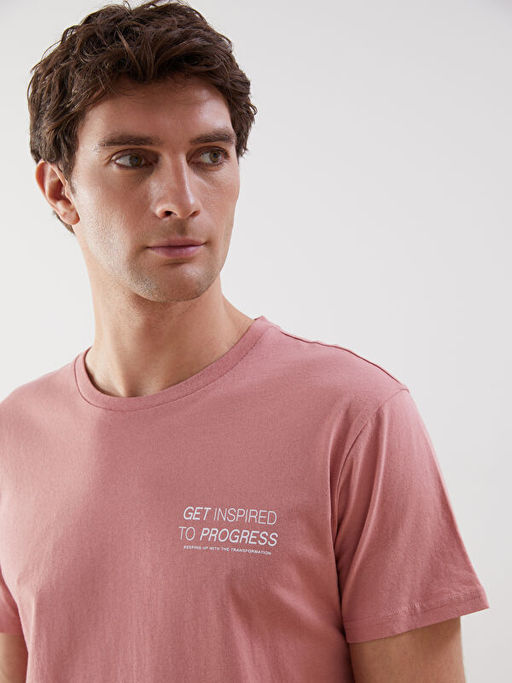 Bisiklet Yaka K?sa Kollu Bask?l? Penye Erkek Ti??rt