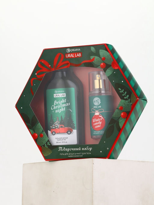 Подарочный набор Happy New Year: гель для душа и мист для тела, зелёный, URAL LAB