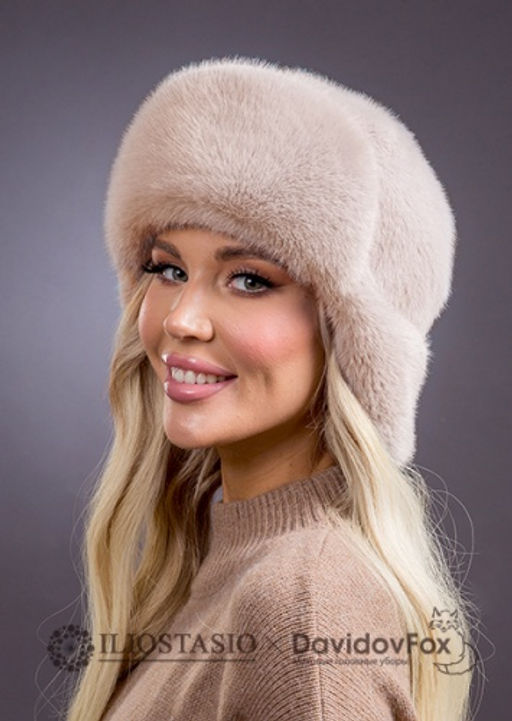 Шапка Ушанка экомех бежевая