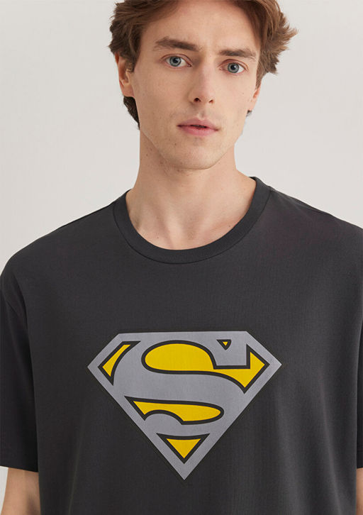 Superman Bask?l? Antrasit Tisort - Mavi фото 6