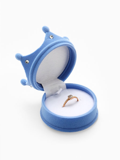 Футляр под серьги, кулон, кольцо Корона, бархатный, 5.5?5.5?4.5 см, голубой