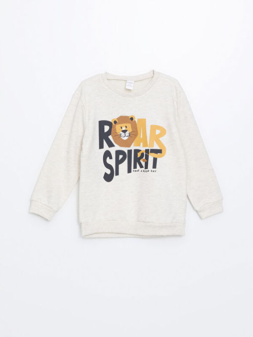 Bisiklet Yaka Bask?l? Erkek Bebek Sweatshirt ve E?ofman Alt 2li - Waikiki фото 2