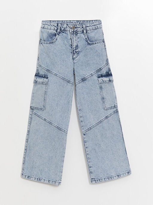 Wideleg K?z ?ocuk Kargo Jean Pantolon