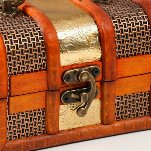 Шкатулка для украшений «Сундучок. Золотая сеть и штукатурка», дерево, 8.5×12×8.5 см