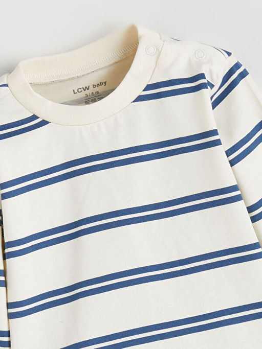 Bisiklet Yaka ?izgili Erkek Bebek Sweatshirt ve Pantolon 2li