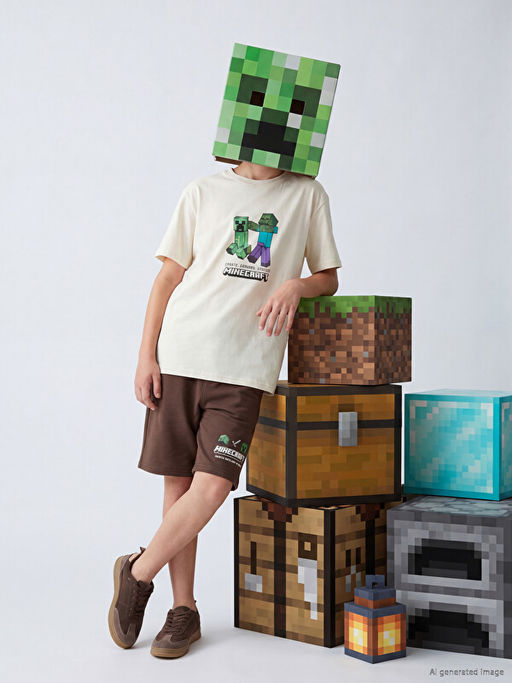 Minecraft Bask?l? Erkek ?ocuk ?ortlu Tak?m - Waikiki фото 3
