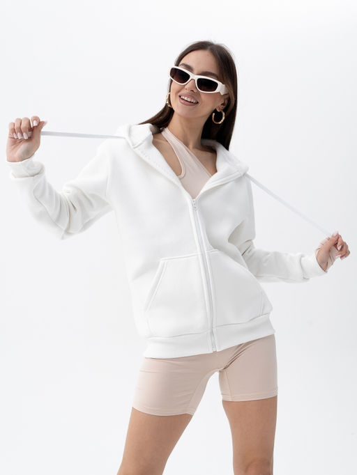 Толстовка зипка футер 3х нитка с НАЧЕСОМ,молочная - Binita фото 4