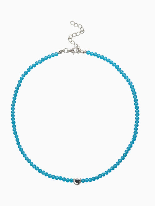 Чокер из бисера «Хрусталь», сердце, голубой в серебре, 36 см + 5 см доп, цепочка