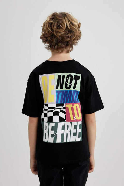 Футболка оверсайз с круглым вырезом и короткими рукавами для мальчиков - Defacto фото 9