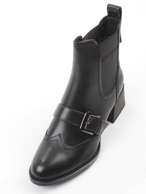 01-J4B-9A BLACK Ботинки "Челси" демисезонные женские (натуральная кожа, байка)