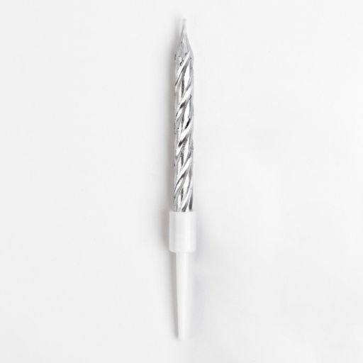 Набор свечи в торт Спираль, 200шт, 5 см, серебряный металлик - Страна карнавалия фото 2