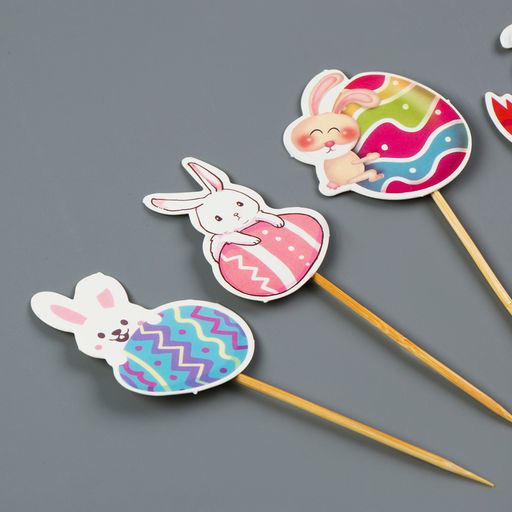 Шпажки Пасхальные кролики, набор 6 шт - Страна карнавалия фото 3