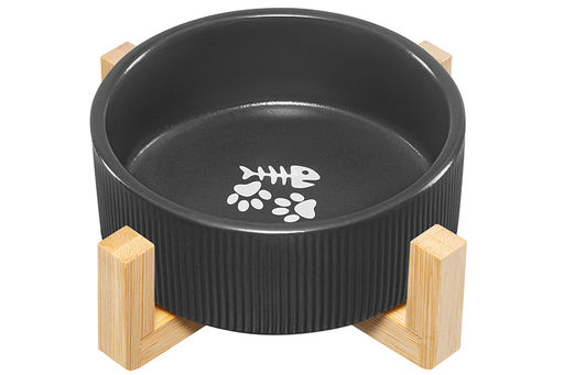 Миска для домашних питомцев 300 мл 12,5*12,5*6 см, с бамбуковой подставкой, темно-серая - Elan gallery фото 5