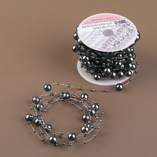 Жемчуг на леске, 3/8 мм, 9±0.5 м, серый