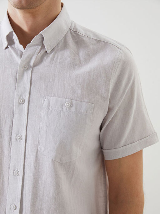 Regular Fit Keten Kar???ml? Erkek G?mlek