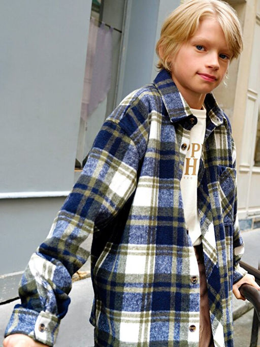 Ekose Uzun Kollu Erkek ?ocuk G?mlek