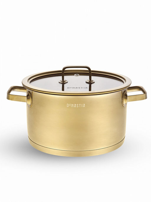 Кастрюля с крышкой 6л золотой нержавеющая сталь