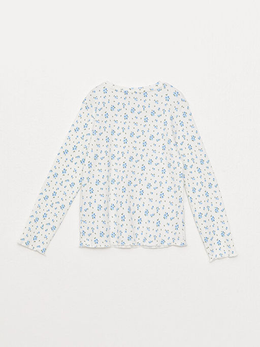 Bisiklet Yaka Bask?l? Uzun Kollu K?z ?ocuk Ti??rt - Waikiki фото 2